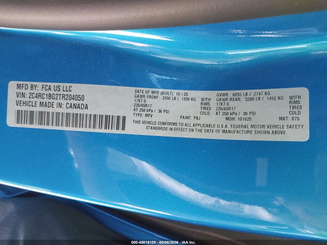 Продаж на аукціоні авто 2026 Chrysler Pacifica Select, vin: 2C4RC1BG2TR204050, номер лоту: 45016105