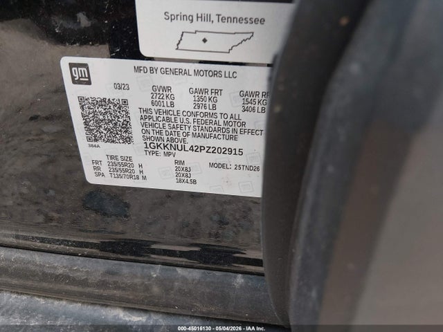 2023 Gmc Acadia Awd Slt მანქანა იყიდება აუქციონზე, vin: 1GKKNUL42PZ202915, აუქციონის ნომერი: 45016130
