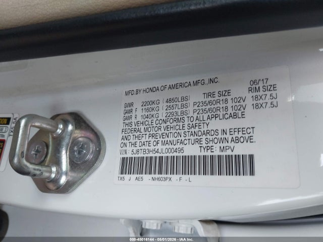 5J8TB3H54JL000495 Acura Rdx Technology Acurawatch Plus Packages/technology Package