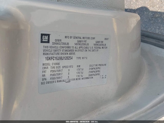 Aukcja sprzedaży 2008 Gmc Yukon Xl 1500 Slt, vin: 1GKFC16J98J128254, numer aukcji: 45016162