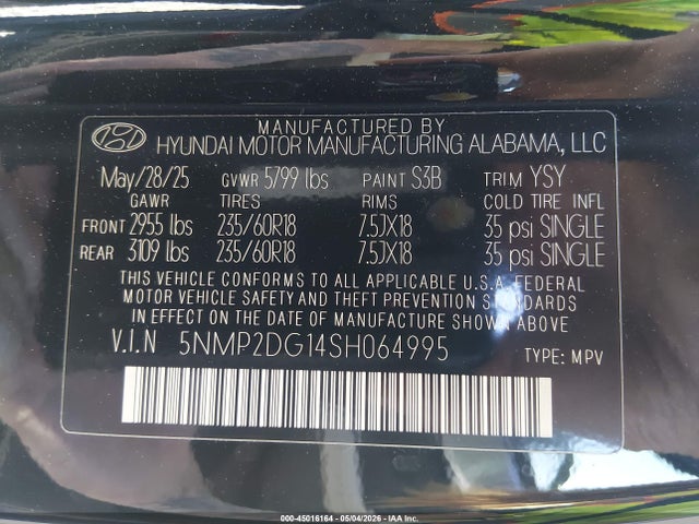 5NMP2DG14SH064995 Hyundai Santa Fe Hybrid Sel