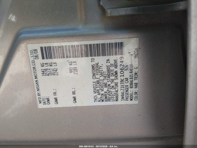 Продажа на аукционе авто 2009 Nissan Altima 2.5 S, vin: 1N4AL21E39C106249, номер лота: 45016181
