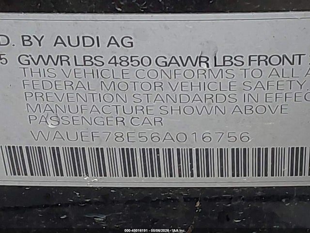 Aukcja sprzedaży 2006 Audi A4 2.0t, vin: WAUEF78E56A016756, numer aukcji: 45016191