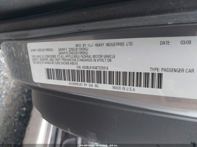 Продаж на аукціоні авто 2008 Subaru Legacy 2.5i, vin: 4S3BL616487225918, номер лоту: 45016207