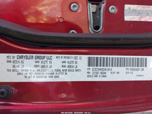 2013 Chrysler 300 Motown მანქანა იყიდება აუქციონზე, vin: 2C3CCAAG0DH612016, აუქციონის ნომერი: 45016209