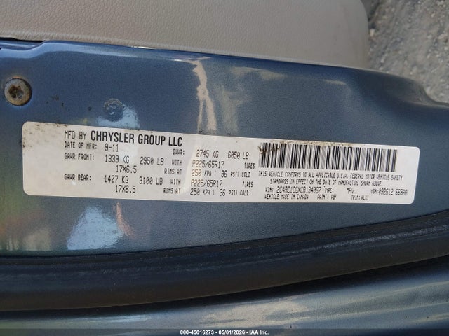 Продаж на аукціоні авто 2012 Chrysler Town & Country Touring-l, vin: 2C4RC1CGXCR134067, номер лоту: 45016273