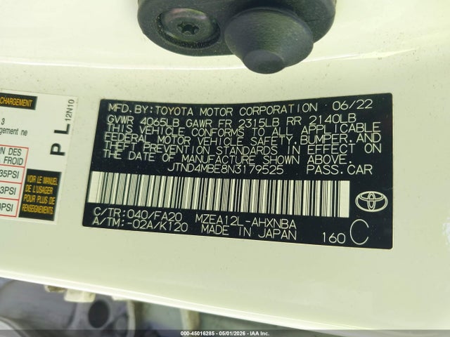 Toyota COROLLA SE 2022 JTND4MBE8N3179525 Image 9