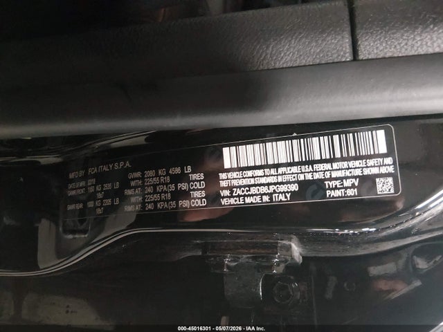 2018 Jeep Renegade Limited 4x4 მანქანა იყიდება აუქციონზე, vin: ZACCJBDB6JPG99390, აუქციონის ნომერი: 45016301