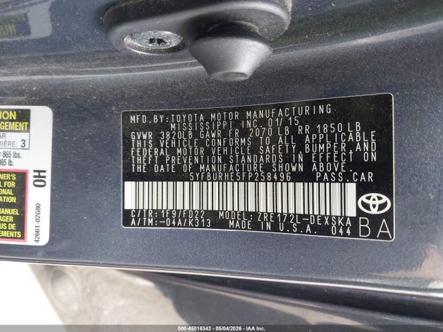 Toyota Corolla S Plus 2015 5YFBURHE5FP258496 Image 9
