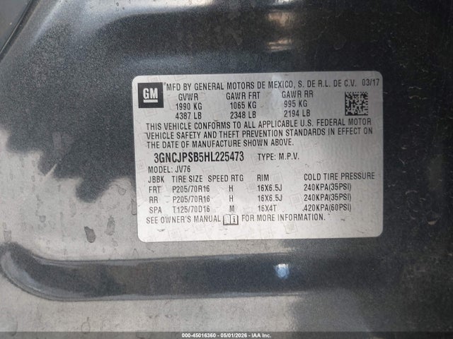 3GNCJPSB5HL225473 Chevrolet Trax Lt
