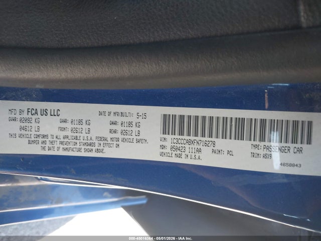 Aukcja sprzedaży 2015 Chrysler 200 Limited, vin: 1C3CCCABXFN716278, numer aukcji: 45016364