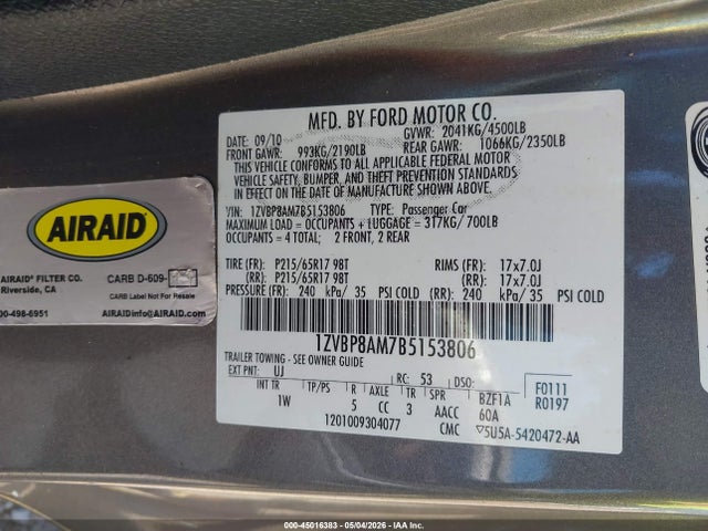 Продажа на аукционе авто 2011 Ford Mustang V6, vin: 1ZVBP8AM7B5153806, номер лота: 45016383