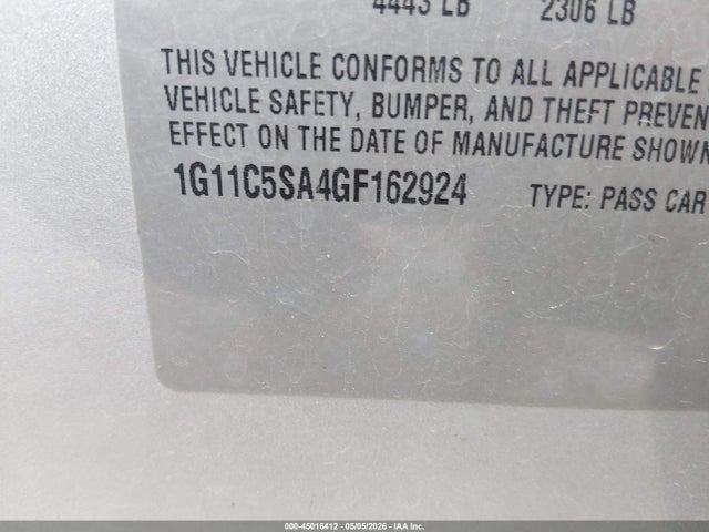 1G11C5SA4GF162924 Chevrolet Malibu Limited Lt