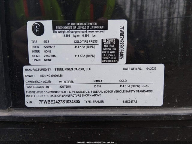 7FWBE2427S1034805 High Country 24&#039; Cargo