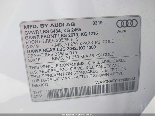 WA1CNAFY4K2089333 Audi Q5 45 Premium