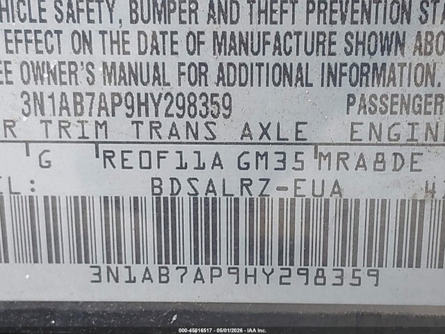 3N1AB7AP9HY298359 Nissan SENTRA SR
