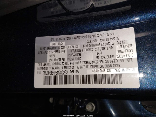 2025 Mazda Cx-30 2.5 S Select Sport მანქანა იყიდება აუქციონზე, vin: 3MVDMBBM7SM786282, აუქციონის ნომერი: 45016518