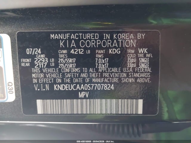 Aukcja sprzedaży 2025 Kia Seltos S, vin: KNDEUCAA0S7707824, numer aukcji: 45016569