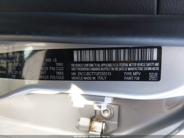 Aukcja sprzedaży 2016 Jeep Renegade Trailhawk, vin: ZACCJBCT7GPD55313, numer aukcji: 45016573