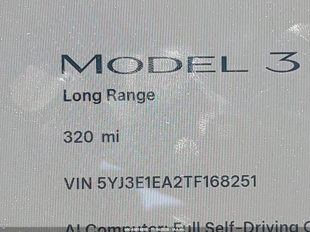 5YJ3E1EA2TF168251 Tesla MODEL 3