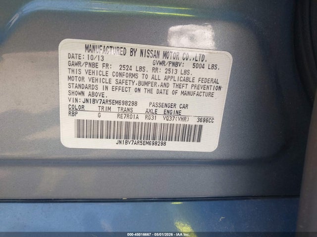 Продаж на аукціоні авто 2014 Infiniti Q50 Premium, vin: JN1BV7AR5EM698298, номер лоту: 45016667