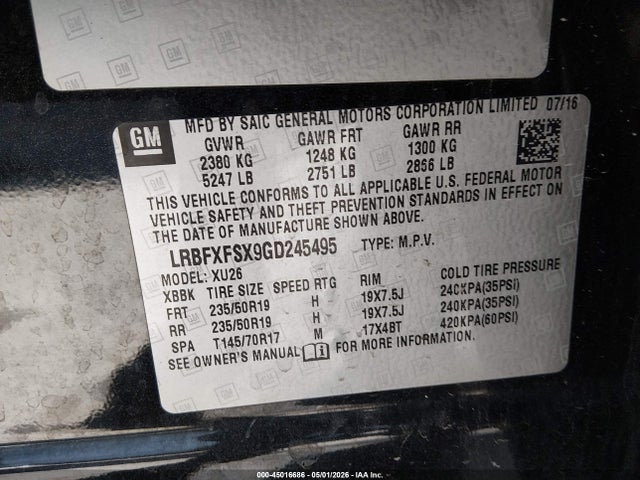 Buick Envision Premium Ii 2016 LRBFXFSX9GD245495 Image 9