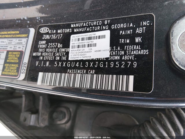 KIA OPTIMA EX 2018 5XXGU4L3XJG195279 Image 9