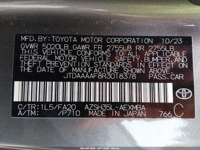 Продаж на аукціоні авто 2024 Toyota Crown Xle, vin: JTDAAAAF8R3018378, номер лоту: 45016809