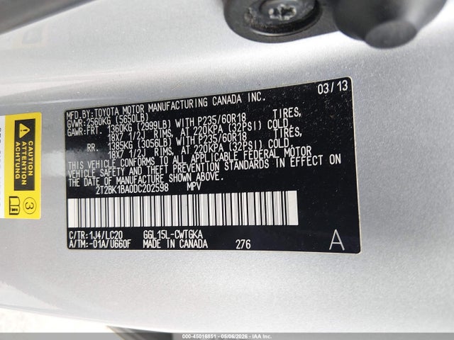 Aukcja sprzedaży 2013 Lexus Rx 350, vin: 2T2BK1BA0DC202598, numer aukcji: 45016851