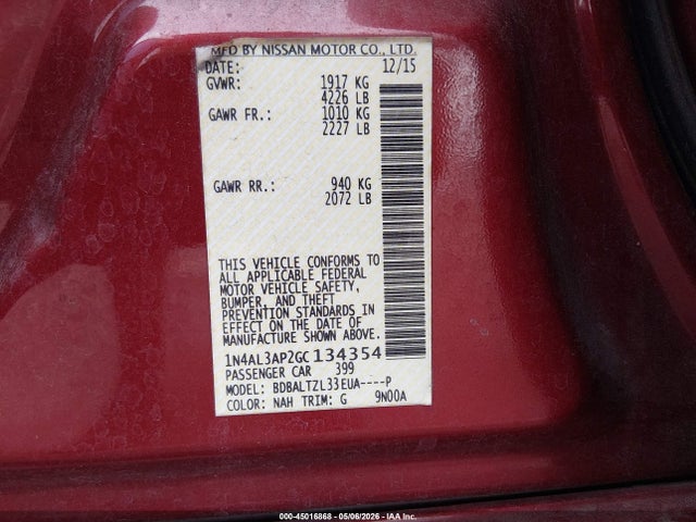1N4AL3AP2GC134354 Nissan Altima 2.5 Sl