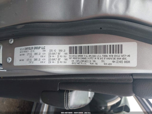 45016895 :رقم المزاد ، 1C4PJLCB4FW631110 vin ، 2015 Jeep Cherokee Latitude مزاد بيع