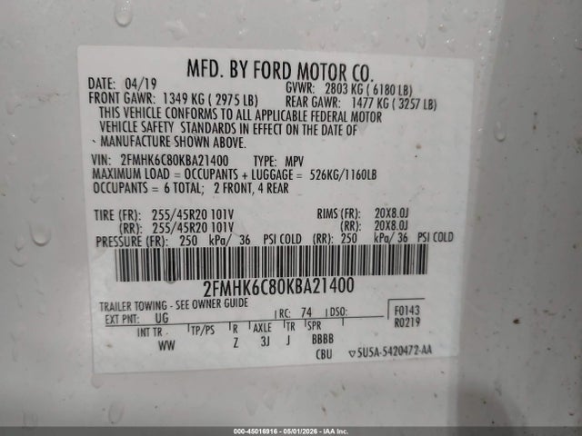 Ford FLEX SEL 2019 2FMHK6C80KBA21400 Image 9