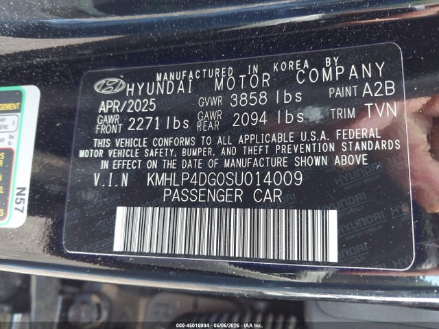 Продаж на аукціоні авто 2025 Hyundai Elantra Limited, vin: KMHLP4DG0SU014009, номер лоту: 45016994