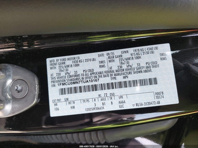 1FMCU0MN7TUA10167 Ford Escape St-line