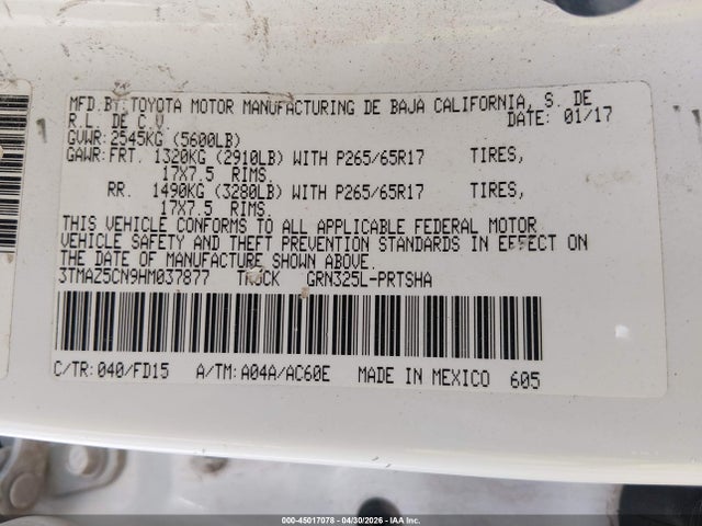 3TMAZ5CN9HM037877 Toyota Tacoma Trd Sport