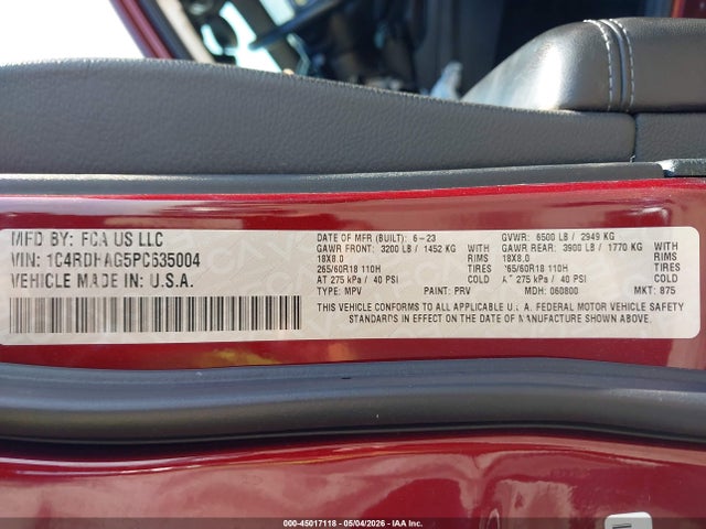 Продаж на аукціоні авто 2023 Dodge Durango Sxt Rwd, vin: 1C4RDHAG5PC635004, номер лоту: 45017118