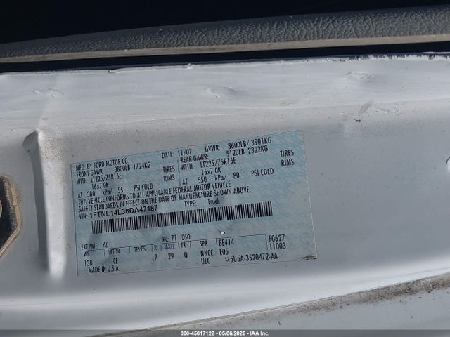 Aukcja sprzedaży 2008 Ford E-150 Commercial/recreational, vin: 1FTNE14L38DA47187, numer aukcji: 45017122