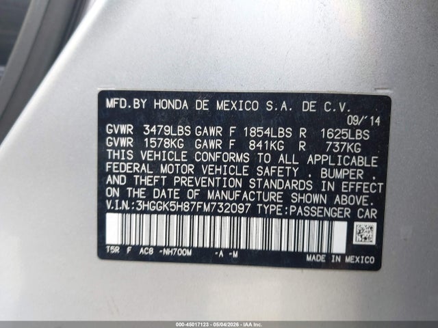 3HGGK5H87FM732097 Honda Fit Ex/ex-l