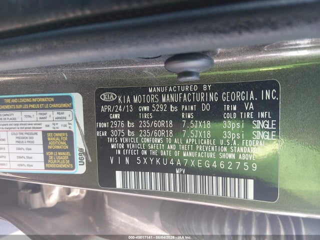 Продаж на аукціоні авто 2014 Kia Sorento Ex V6, vin: 5XYKU4A7XEG462759, номер лоту: 45017141
