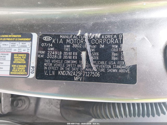 Продажа на аукционе авто 2015 Kia Soul, vin: KNDJN2A25F7127506, номер лота: 45017142