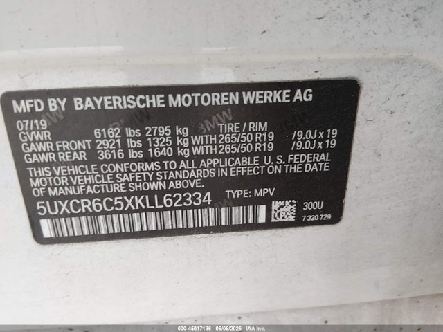 Aukcja sprzedaży 2019 Bmw X5 Xdrive40i, vin: 5UXCR6C5XKLL62334, numer aukcji: 45017186