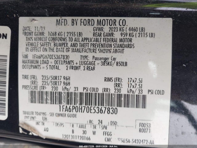 Продажа на аукционе авто 2014 Ford Fusion Se, vin: 1FA6P0H70E5367830, номер лота: 45017229