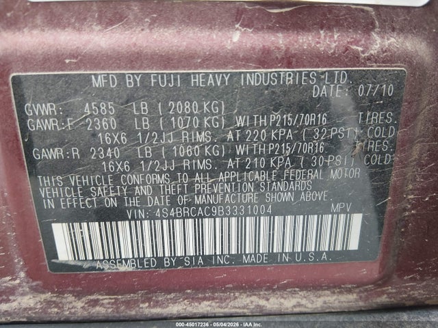 Продажа на аукционе авто 2011 Subaru Outback 2.5i, vin: 4S4BRCAC9B3331004, номер лота: 45017236