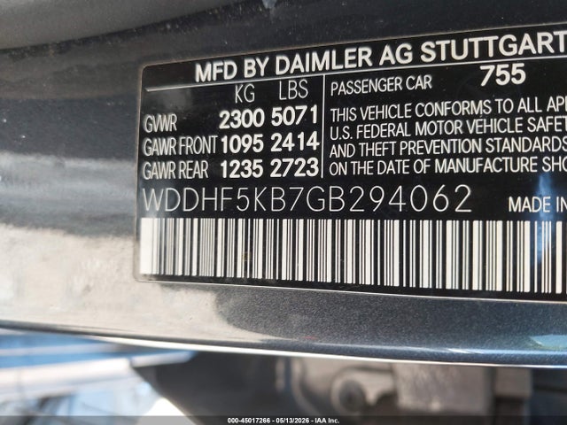 2016 Mercedes-benz E 350 მანქანა იყიდება აუქციონზე, vin: WDDHF5KB7GB294062, აუქციონის ნომერი: 45017266