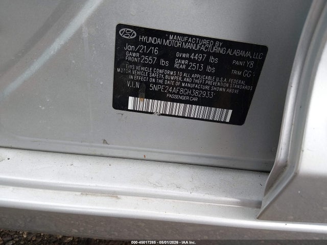Продаж на аукціоні авто 2016 Hyundai Sonata Se, vin: 5NPE24AF8GH382933, номер лоту: 45017285