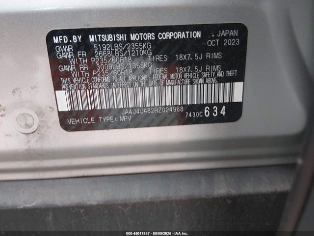 2024 Mitsubishi Outlander Es 2.5 S-awc მანქანა იყიდება აუქციონზე, vin: JA4J4UA82RZ024968, აუქციონის ნომერი: 45017487
