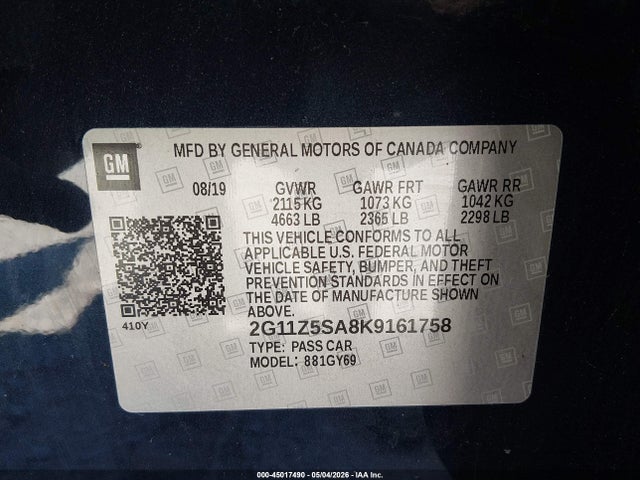 Chevrolet IMPALA LT 2019 2G11Z5SA8K9161758 Image 9
