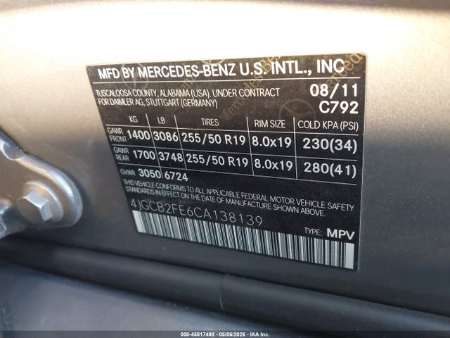 Продаж на аукціоні авто 2012 Mercedes-benz R 350 Bluetec 4matic, vin: 4JGCB2FE6CA138139, номер лоту: 45017498