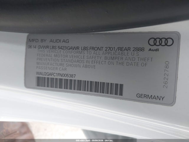 Продажа на аукционе авто 2015 Audi A7 3.0t Premium Plus, vin: WAU2GAFC1FN005387, номер лота: 45017645