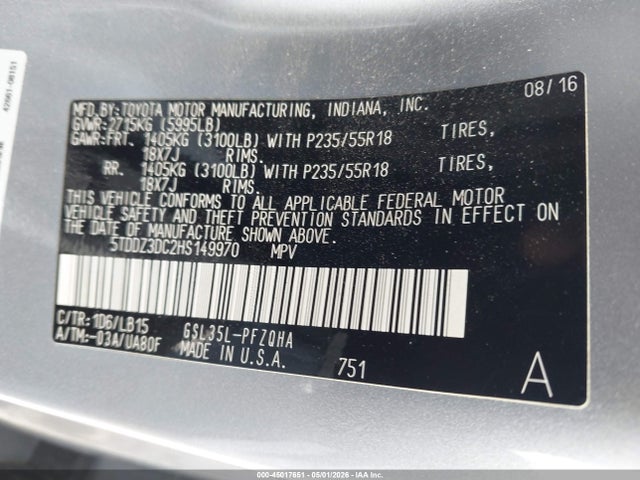 5TDDZ3DC2HS149970 Toyota Sienna Limited 7 Passenger